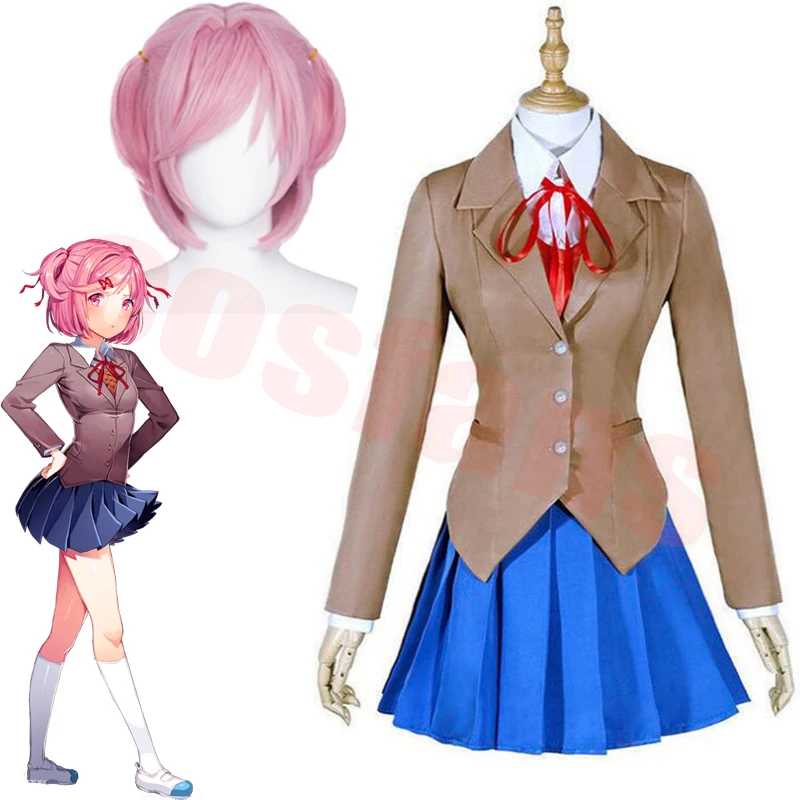 Игра Sayori Косплей костюмы Doki Literature Club! Парик Natsuki и школьная форма DDLC костюм на Хэллоуин школьные костюмы
Игра Sayori Косплей костюмы Doki Literature Club! Парик Natsuki и школьная форма DDLC костюм на Хэллоуин школьные костюмы