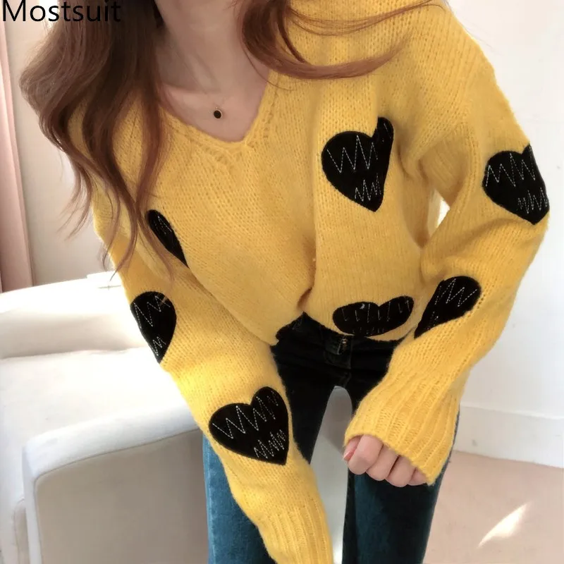 Корейский женский свитер с вышивкой сердца, пуловеры с V-образным вырезом, Осень-зима 2020, Модные свободные женские топы с длинным рукавом, же...
Корейский женский свитер с вышивкой сердца, пуловеры с V-образным вырезом, Осень-зима 2020, Модные свободные женские топы с длинным рукавом, же...