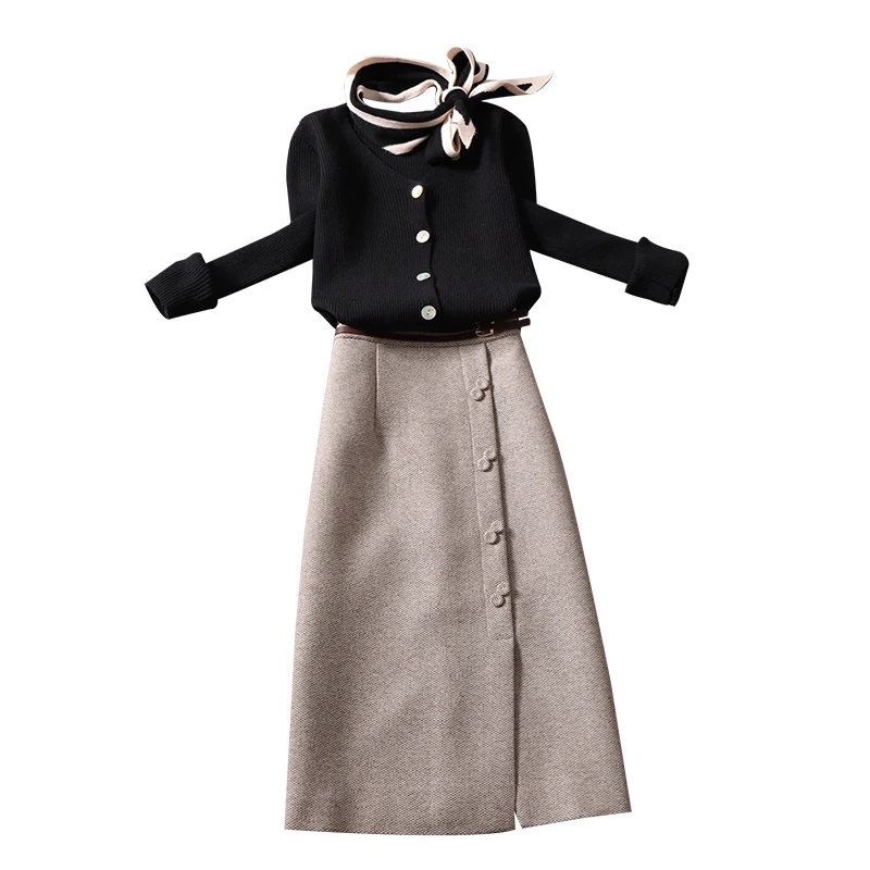 office lady elegant skirts sets two pieces knitted cardigan and high waist A-line skirts female skirts suits top quality 
office lady elegant skirts sets two pieces knitted cardigan and high waist A-line skirts female skirts suits top quality