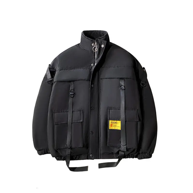 Winter Thicken Stand-up Collar Coat Men Cargo Loose Jacket Printed Letter Pocket Warm Street Hip-hop All-match Windproof Outwear 
Winter Thicken Stand-up Collar Coat Men Cargo Loose Jacket Printed Letter Pocket Warm Street Hip-hop All-match Windproof Outwear