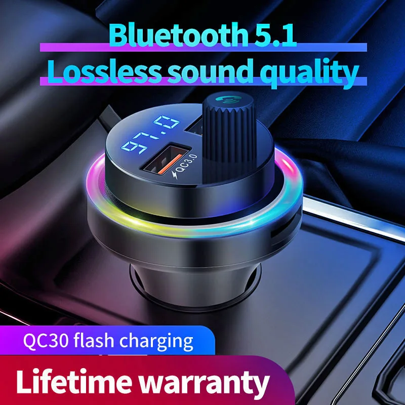 Car Bluetooth V5.1 Dual USB Car Charger QC3.0 LED Display FM Transmitter 12V-24V Fast Charging For Phone Car Kit MP3 Player
Car Bluetooth V5.1 Dual USB Car Charger QC3.0 LED Display FM Transmitter 12V-24V Fast Charging For Phone Car Kit MP3 Player
