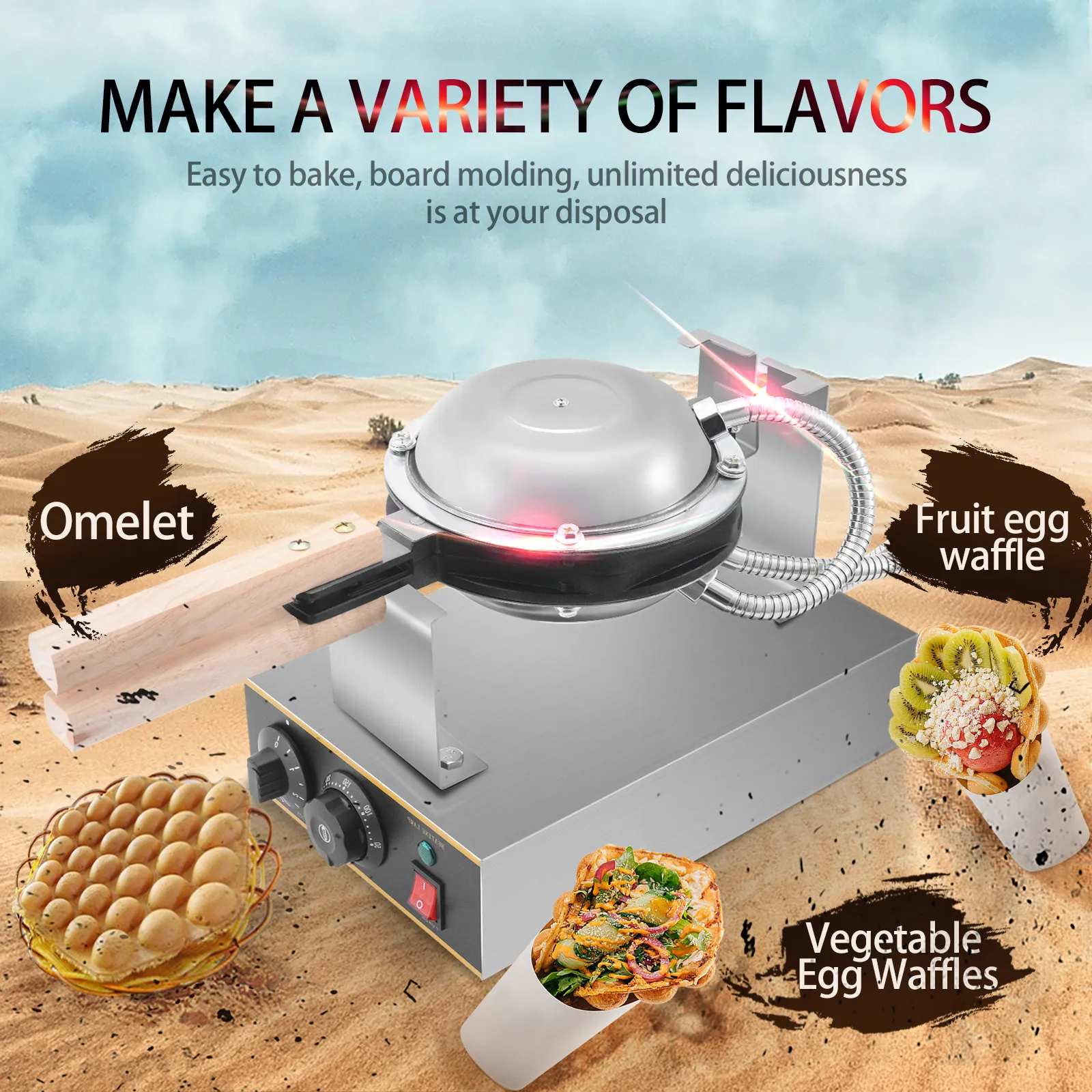 Electric Egg Bubble Waffle Maker Commercial Nonstick Egg Bubble Cake Baking Pan Eggettes Puff Bread Cake iron Machine 1400W 220V
Electric Egg Bubble Waffle Maker Commercial Nonstick Egg Bubble Cake Baking Pan Eggettes Puff Bread Cake iron Machine 1400W 220V