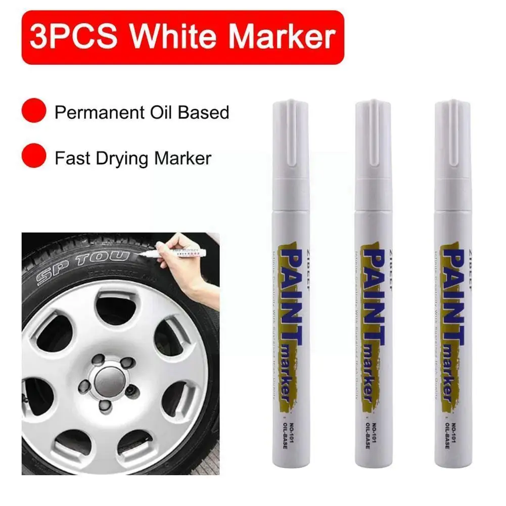 3pcs White Paint Pen Paint Markers Waterproof Car Tyre Oil-Based Pen Quick Dry And Permanent Set Paint V1K0
3pcs White Paint Pen Paint Markers Waterproof Car Tyre Oil-Based Pen Quick Dry And Permanent Set Paint V1K0