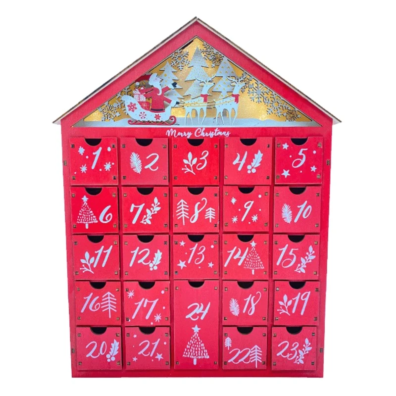 Snowy Village Christmas Red Wooden Advent Calendar House with LED Light 24 Storage Drawers Xmas Countdown Candy Organizer
Snowy Village Christmas Red Wooden Advent Calendar House with LED Light 24 Storage Drawers Xmas Countdown Candy Organizer