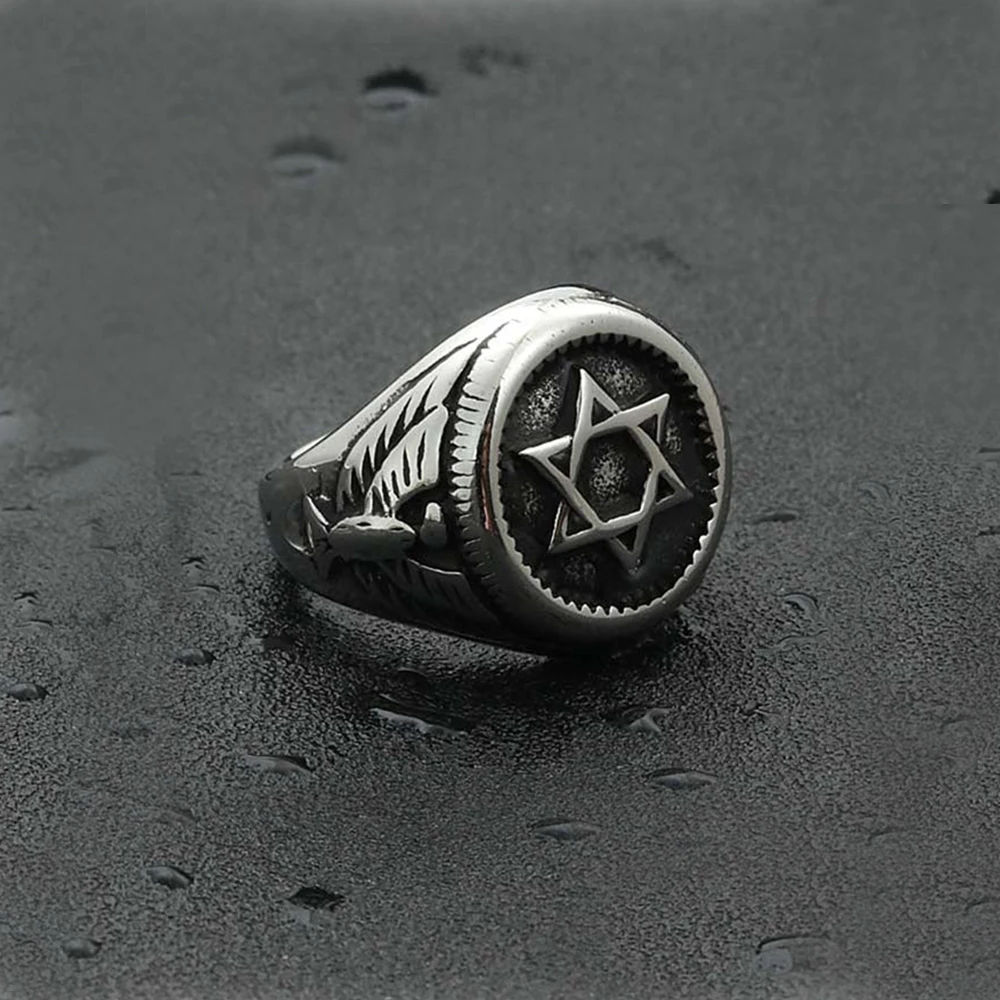 Unique Six Pointed Star Men Rings Stanless Steel Punk Biker Eagle Signet Ring For Women Amulet Jewelry Gift Dropshipping
Unique Six Pointed Star Men Rings Stanless Steel Punk Biker Eagle Signet Ring For Women Amulet Jewelry Gift Dropshipping