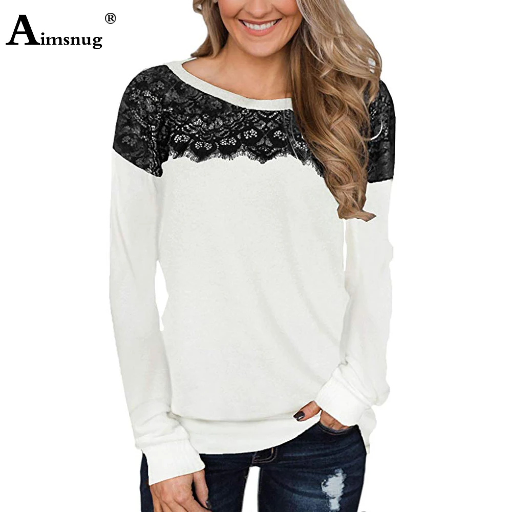 Aimsnug 2021 Spring Autumn Women Elegant Tops Round Neck Casual Loose Tunic Shirts Patchwork Lace Tees Shirt Female Clothing
Aimsnug 2021 Spring Autumn Women Elegant Tops Round Neck Casual Loose Tunic Shirts Patchwork Lace Tees Shirt Female Clothing