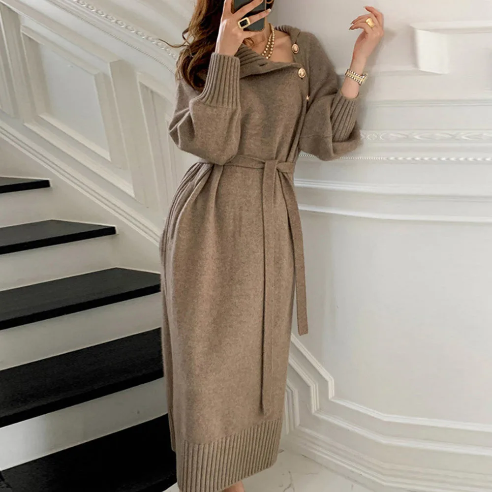 Autumn New Style Fashion Temperament With A Sweater Inside The Coat, Long Lazy Style Loose High Sense Of All-match Women's Dress
Autumn New Style Fashion Temperament With A Sweater Inside The Coat, Long Lazy Style Loose High Sense Of All-match Women's Dress