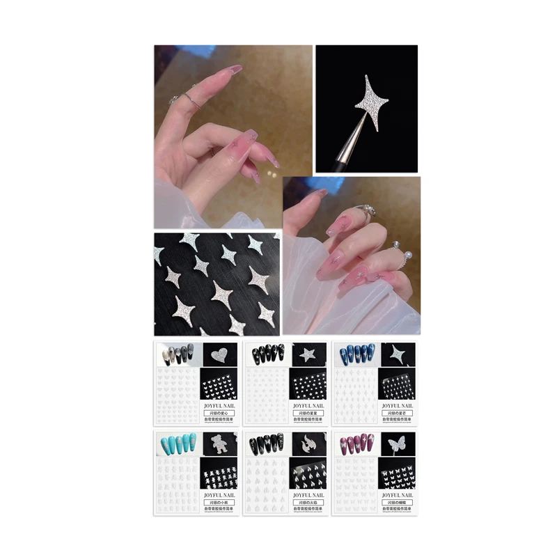 10PCS Shiny Silver Star Bear Butterfly Love Flame Starburst Nail Sticker Nail Art Adhesive Slider Decoration Accessories Sticker
10PCS Shiny Silver Star Bear Butterfly Love Flame Starburst Nail Sticker Nail Art Adhesive Slider Decoration Accessories Sticker