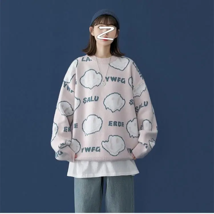 Ladies Loose All-Match Sweater Pullover Trend Printing Letters Cartoon Smiley Face Knitted Sweatshirt Fall/Winter Pullover 2021
Ladies Loose All-Match Sweater Pullover Trend Printing Letters Cartoon Smiley Face Knitted Sweatshirt Fall/Winter Pullover 2021