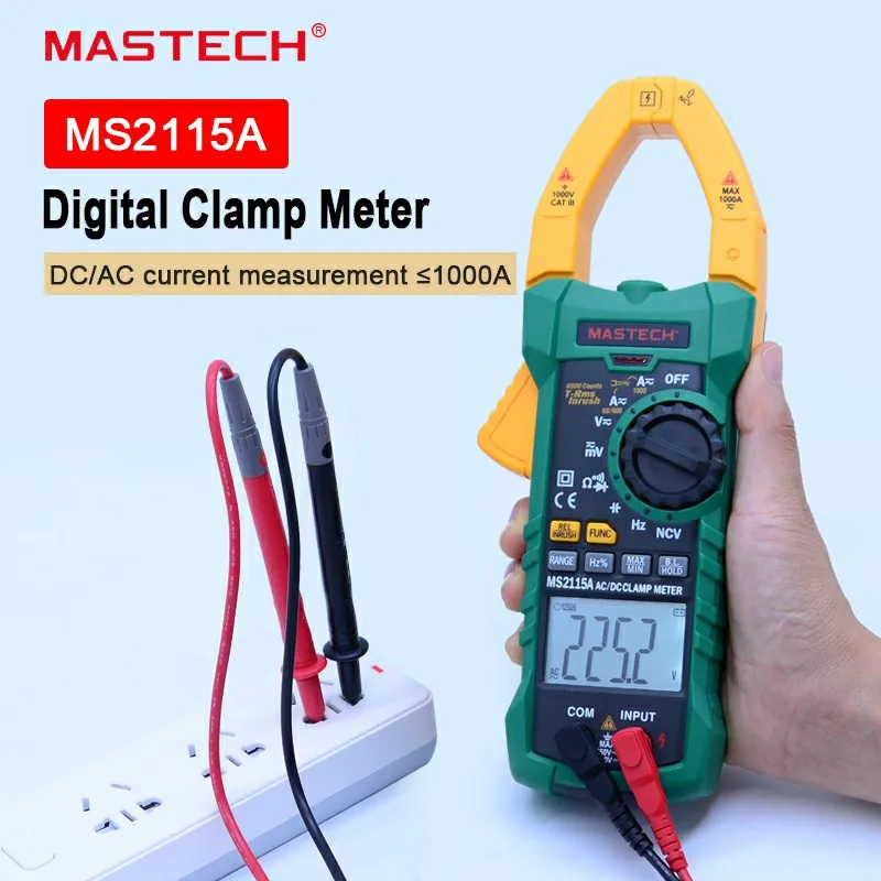 MASTECH MS2115A Цифровые токоизмерительные клещи переменного тока/DC 1000A 600V напряжение постоянного тока бесконтактная проверка напряжения перемен...
MASTECH MS2115A Цифровые токоизмерительные клещи переменного тока/DC 1000A 600V напряжение постоянного тока бесконтактная проверка напряжения перемен...