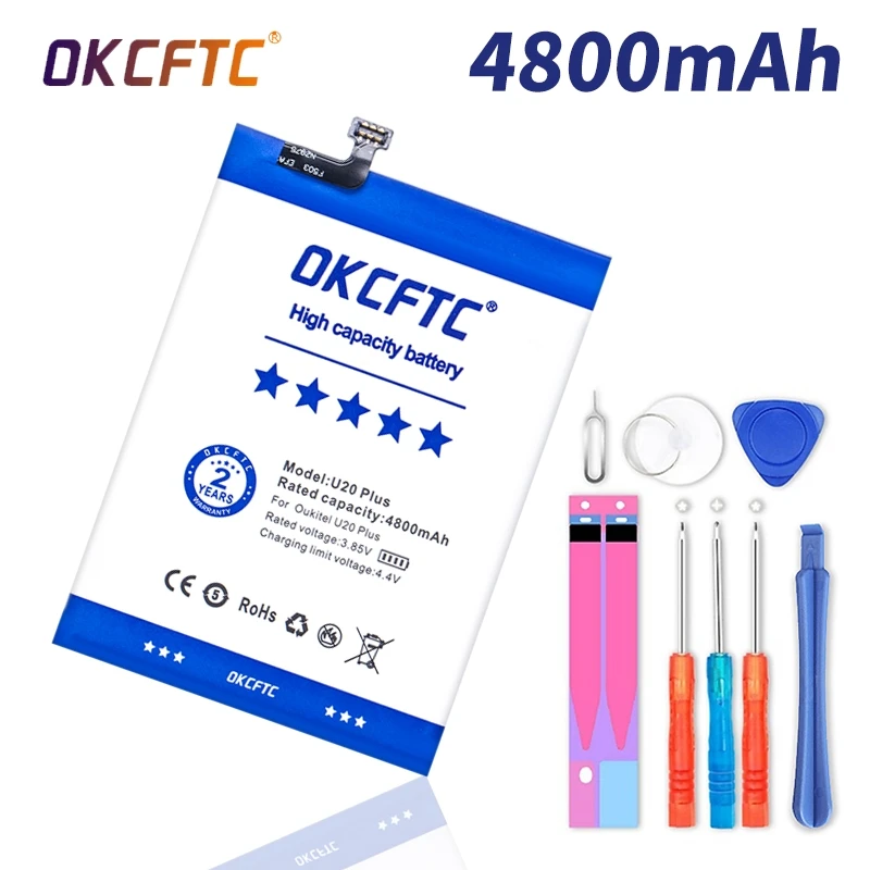 OKCFTC 100% Original Oukitel U20 Plus Battery High Capacity 4800mAh Battery Backup Replacement for Oukitel U20 Plus Smart Phone
OKCFTC 100% Original Oukitel U20 Plus Battery High Capacity 4800mAh Battery Backup Replacement for Oukitel U20 Plus Smart Phone