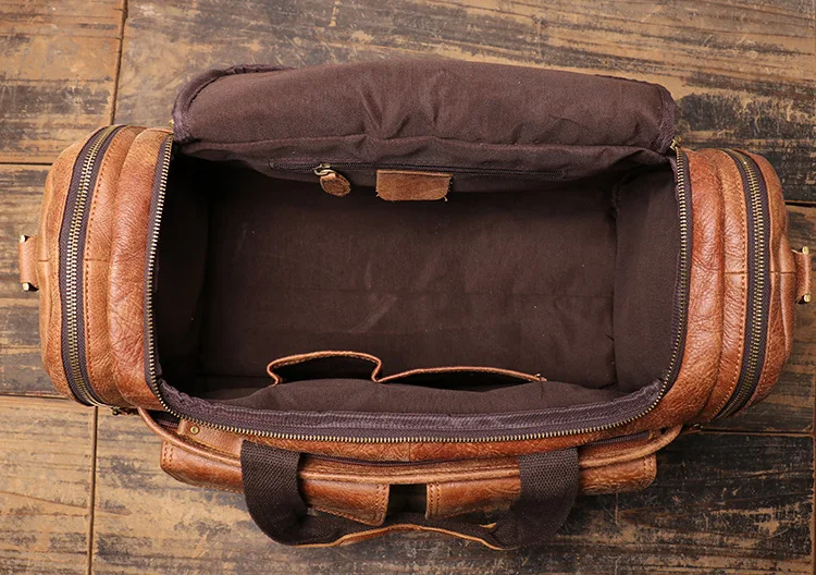 Vintage Natural Cow Leather Men's Travel Bag Casual Genuine Leather Travel Totes 
Vintage Natural Cow Leather Men's Travel Bag Casual Genuine Leather Travel Totes