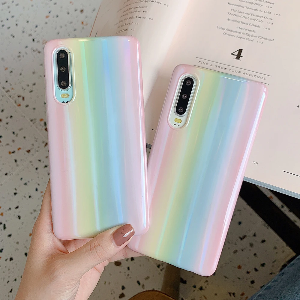 Чехол LOVECOM для телефона Huawei P40 Pro P30 P20 Mate 20 30 Nova 5 роскошный мягкий чехол с радужным