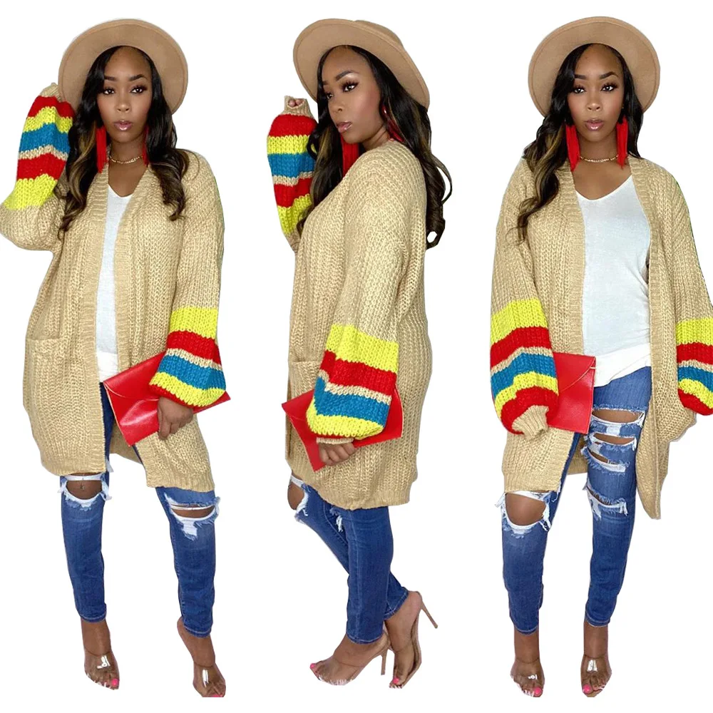 CQ088 2021 European and American women's plus size women's clothing casual fashion color matching sweater coat jacket women
CQ088 2021 European and American women's plus size women's clothing casual fashion color matching sweater coat jacket women