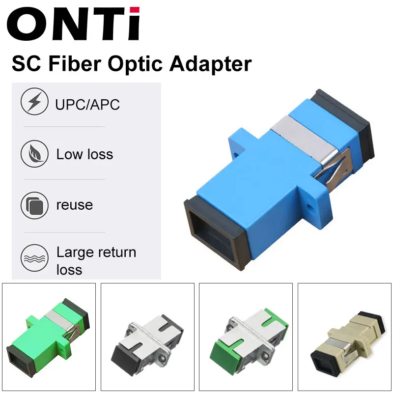 

ONTi 50PCS metal Simplex Singlemode SM SC APC multimode MM fiber Coupler SC UPC connector Metal SC Fiber Optic Adapter