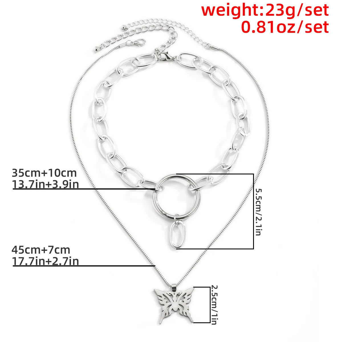 Vintage Stainless Steel Butterfly Pendant Necklace for Women Punk Geometric Circle Link Chain Necklace New Fashion Jewelry 2021
Vintage Stainless Steel Butterfly Pendant Necklace for Women Punk Geometric Circle Link Chain Necklace New Fashion Jewelry 2021
