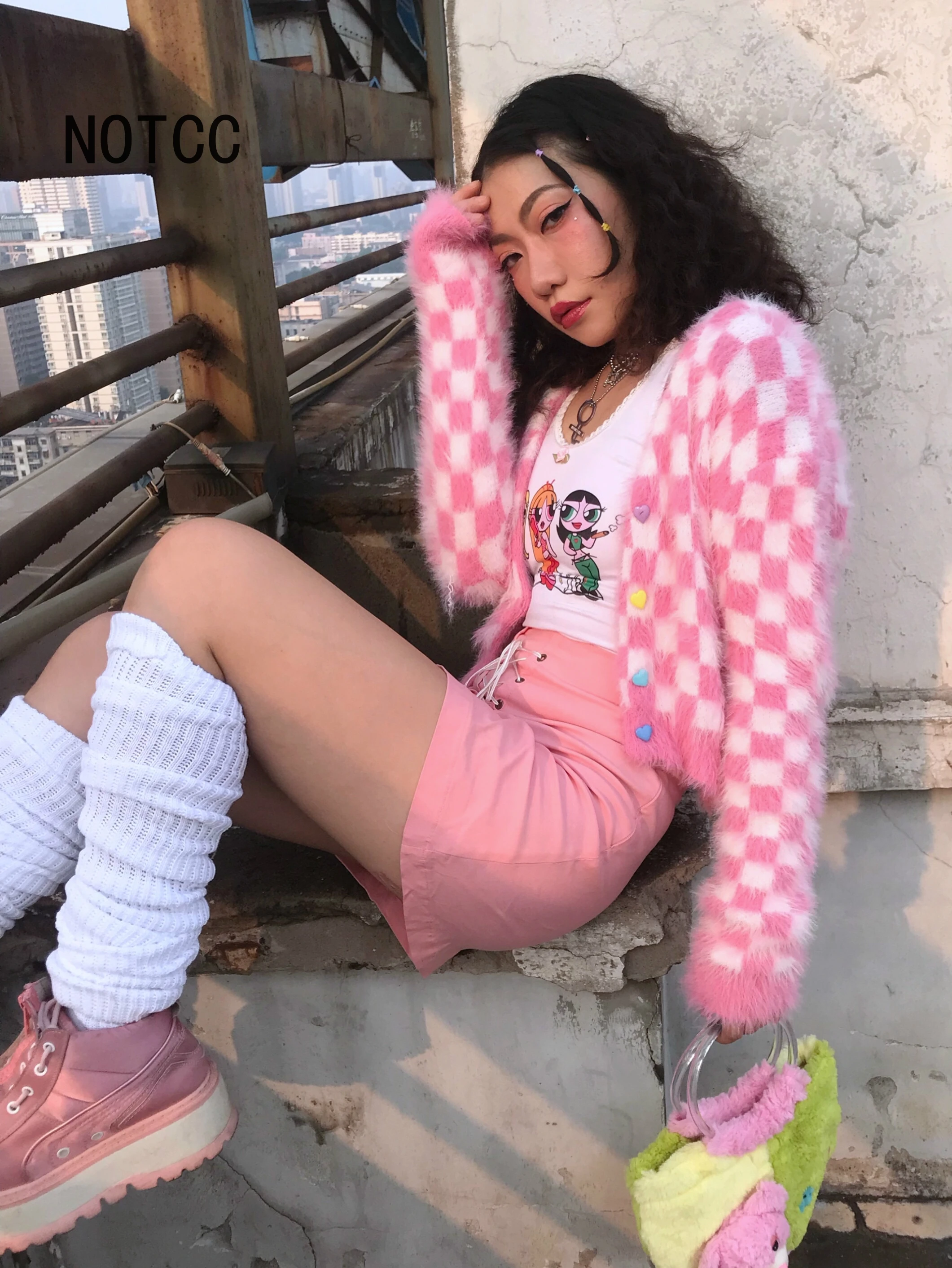 NOTCC Knitted Cardigan Sweaters Women Checkered Pink Mohair Crop Top Sweater Y2k Clothes
NOTCC Knitted Cardigan Sweaters Women Checkered Pink Mohair Crop Top Sweater Y2k Clothes