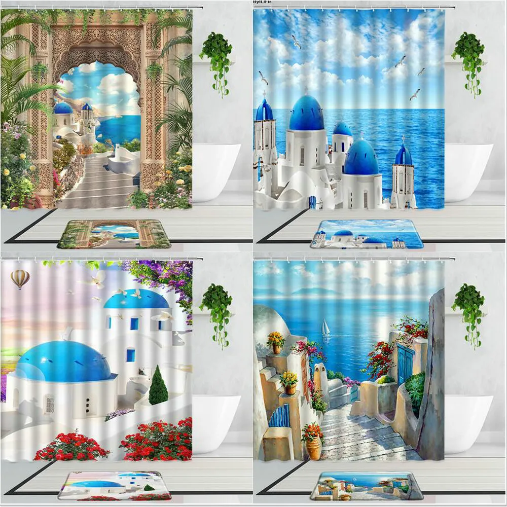 3D Mediterranean Landscape Shower Curtains Floral Arched Door Garden Theme Home Decor Bathroom Non-Slip Carpet Mats Bath Curtain
3D Mediterranean Landscape Shower Curtains Floral Arched Door Garden Theme Home Decor Bathroom Non-Slip Carpet Mats Bath Curtain