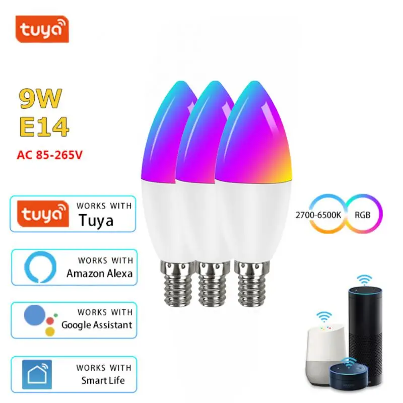 Tuya E14 LED Bulb Smart Wifi Light Candle Bulbs RGBCW 5/7/9W Dimmable Voice Work With Alexa Google Home Smart Life 1/2/3PCS
Tuya E14 LED Bulb Smart Wifi Light Candle Bulbs RGBCW 5/7/9W Dimmable Voice Work With Alexa Google Home Smart Life 1/2/3PCS