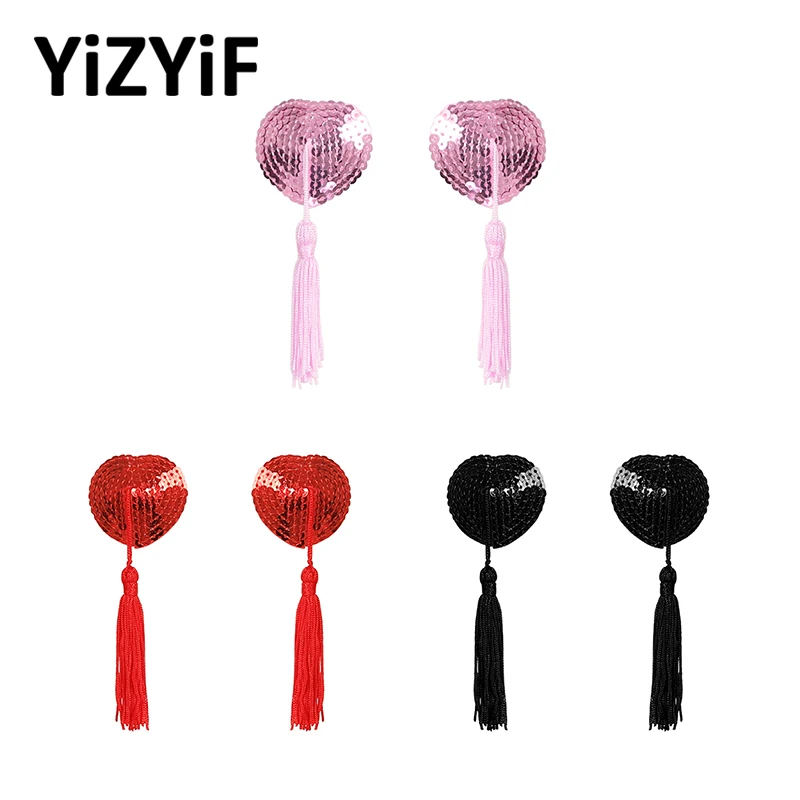 1 Pair Pasties Stickers Women Sequin Heart Shaped Tassel Adhesive Breast Bra Nipple Covers Lingerie Stickers Clothing Accessory 
1 Pair Pasties Stickers Women Sequin Heart Shaped Tassel Adhesive Breast Bra Nipple Covers Lingerie Stickers Clothing Accessory