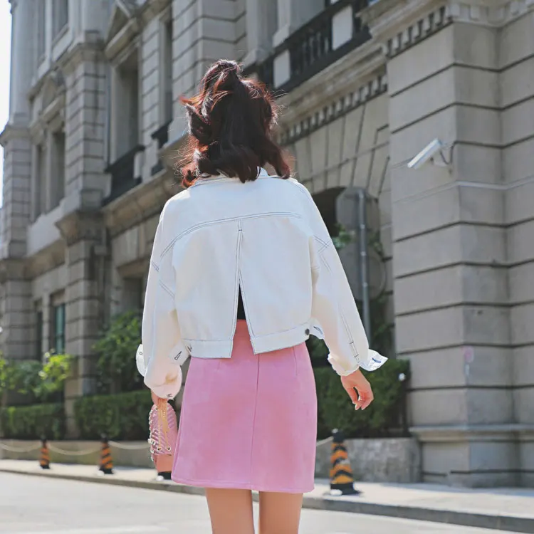 Fashionable Vintage Retro Button Pocket skirt Suede Hip high waist Elegant temperament Slim fit Comfortable Knee-Length | Женская одежда