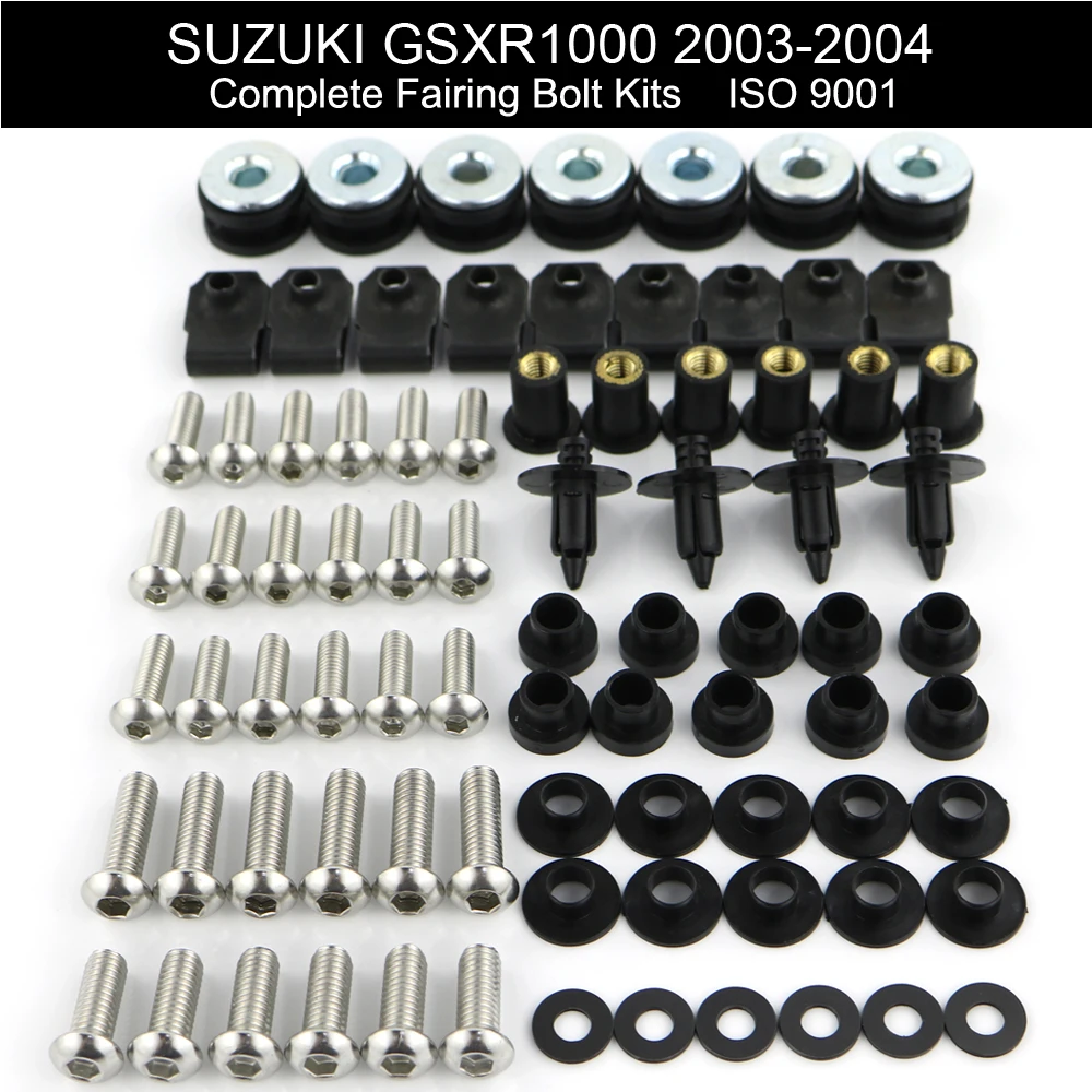 Motorcycle Complete Full Fairing Bolts Kits Fit For Suzuki GSX-R1000 GSXR1000 2003 2004 Speed Nuts Fairing Clips Stainless Steel
Motorcycle Complete Full Fairing Bolts Kits Fit For Suzuki GSX-R1000 GSXR1000 2003 2004 Speed Nuts Fairing Clips Stainless Steel