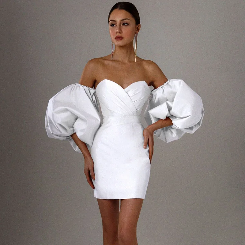 InstaHot/элегантные вечерние платья для женщин 2021 рукав фонарик вечернее платье с