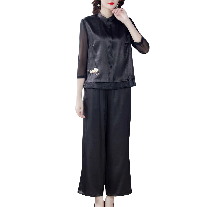 Vetement Femme Ladies Set 2021 Spring Mother Casual Fashion European American Temperament Wide-leg Pants Two-Piece Suit Roupas
Vetement Femme Ladies Set 2021 Spring Mother Casual Fashion European American Temperament Wide-leg Pants Two-Piece Suit Roupas