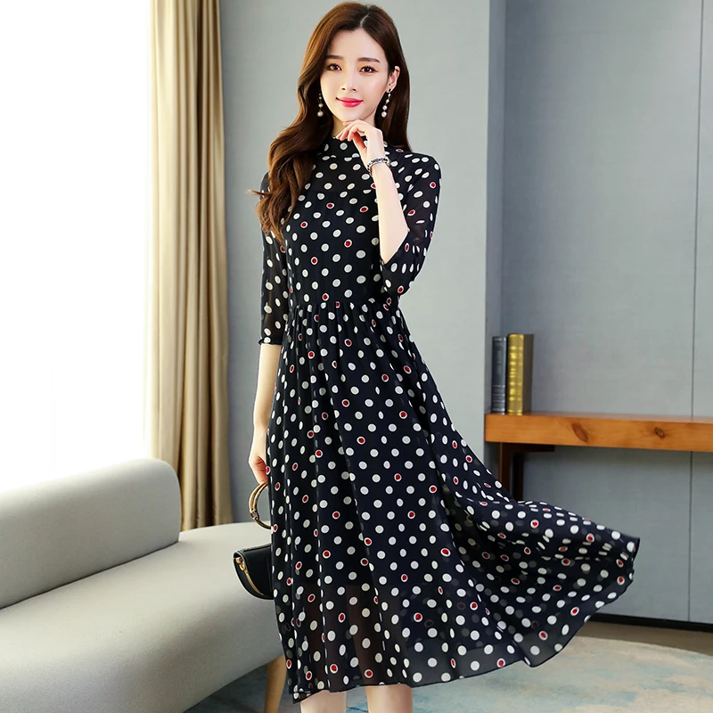 Spring Autumn Plus Size Vintage Midi Dress Women 2021 Summer Bodycon Maxi Dress 3/4 Sleeve Party Black Casual Polka Dot Vestidos
Spring Autumn Plus Size Vintage Midi Dress Women 2021 Summer Bodycon Maxi Dress 3/4 Sleeve Party Black Casual Polka Dot Vestidos