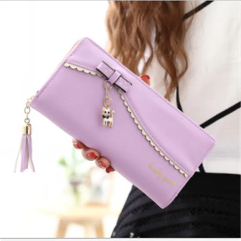 Pu Leather Long Wallet Women Card Holder Purse Sweet Bow Cute Cat Pendant Tassel Ladies Clutch Phone Money Coin Bag
Pu Leather Long Wallet Women Card Holder Purse Sweet Bow Cute Cat Pendant Tassel Ladies Clutch Phone Money Coin Bag