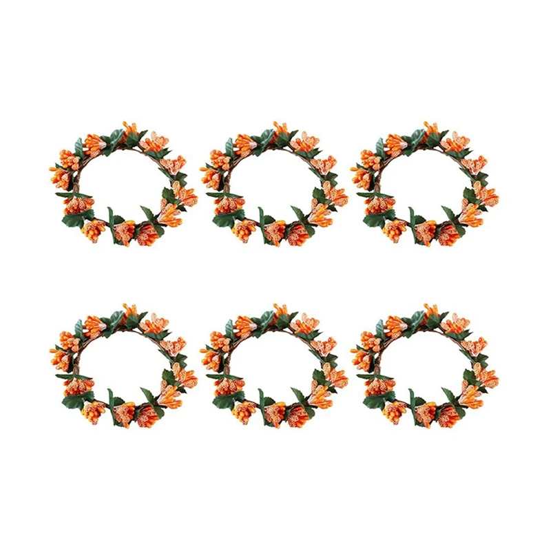 Рождественские кольца-свечи, 6 шт., кольца-свечи в виде апельсиновой ягоды, мини-осенний венок в виде ягод для вечерние, украшение для стола 
Рождественские кольца-свечи, 6 шт., кольца-свечи в виде апельсиновой ягоды, мини-осенний венок в виде ягод для вечерние, украшение для стола