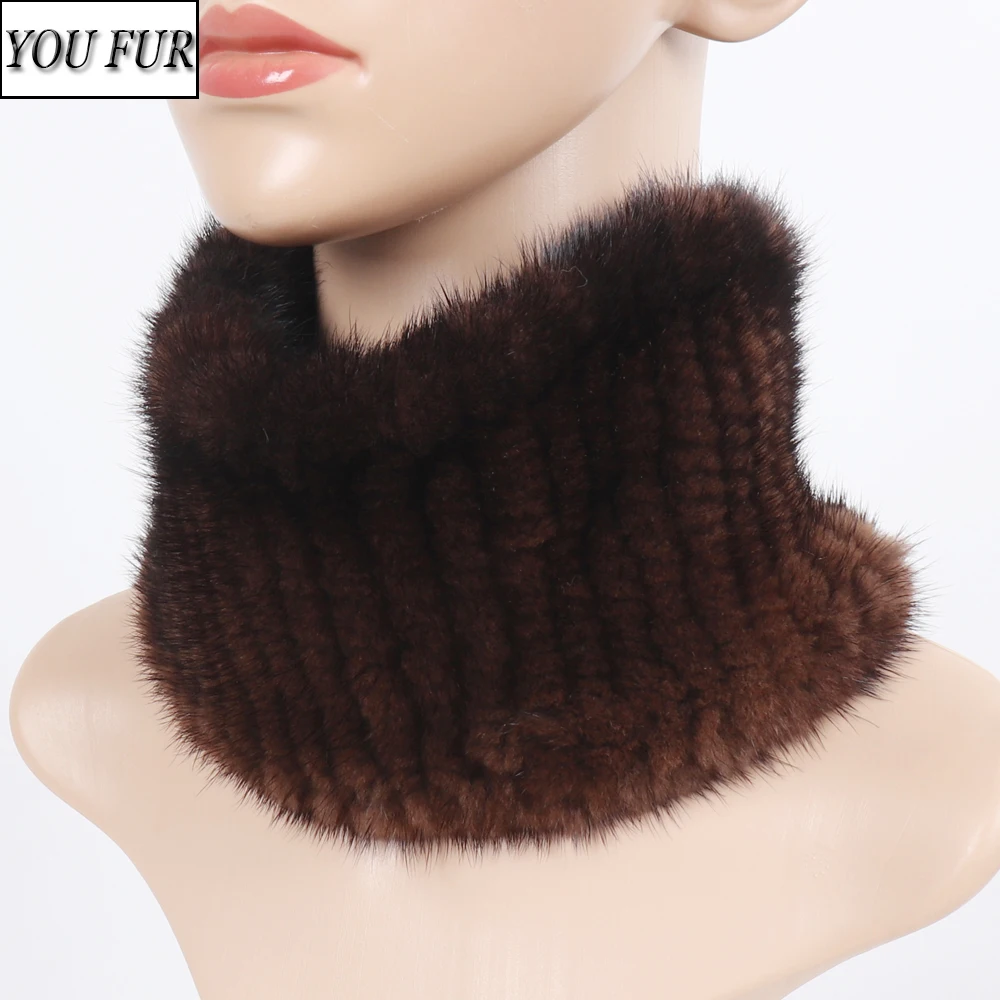 

Good Elasticity Knitted Real Mink Fur Scarf Women Winter Warm Real Mink Fur Scarves Lady 100% Natural Mink Fur Headbands Muffler
