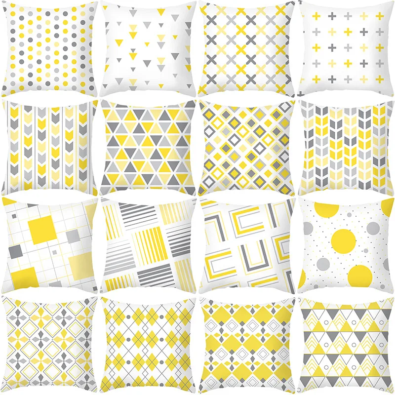 2021 New Simple Yellow Gray Geometric Printing Pillows Cover Square Symmetric Figure Cushion Case for Car Chair Home Decorative
2021 New Simple Yellow Gray Geometric Printing Pillows Cover Square Symmetric Figure Cushion Case for Car Chair Home Decorative