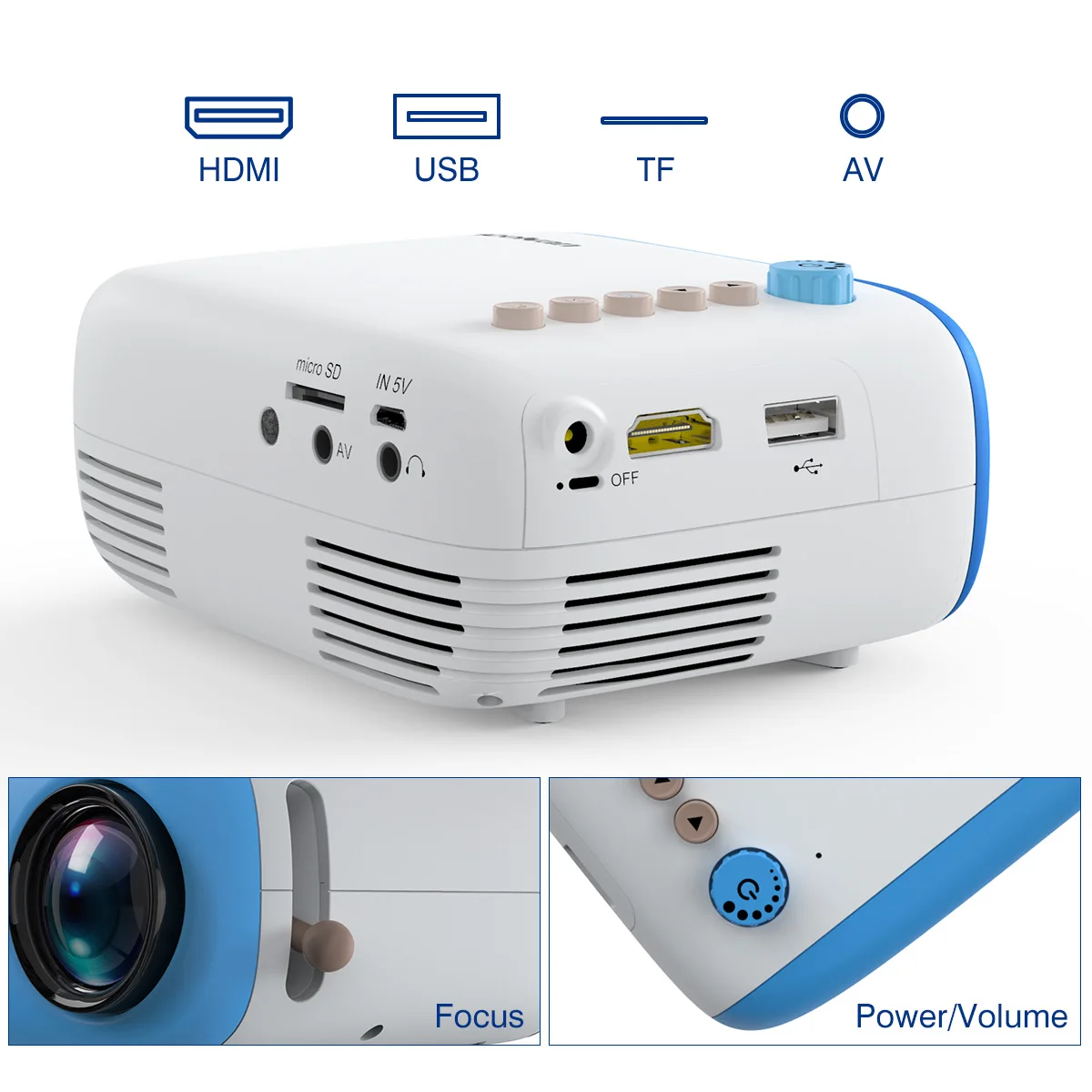 Excelvan YG200 мини-мультимедийный проектор TF карта AV USB HDMI портативный домашний