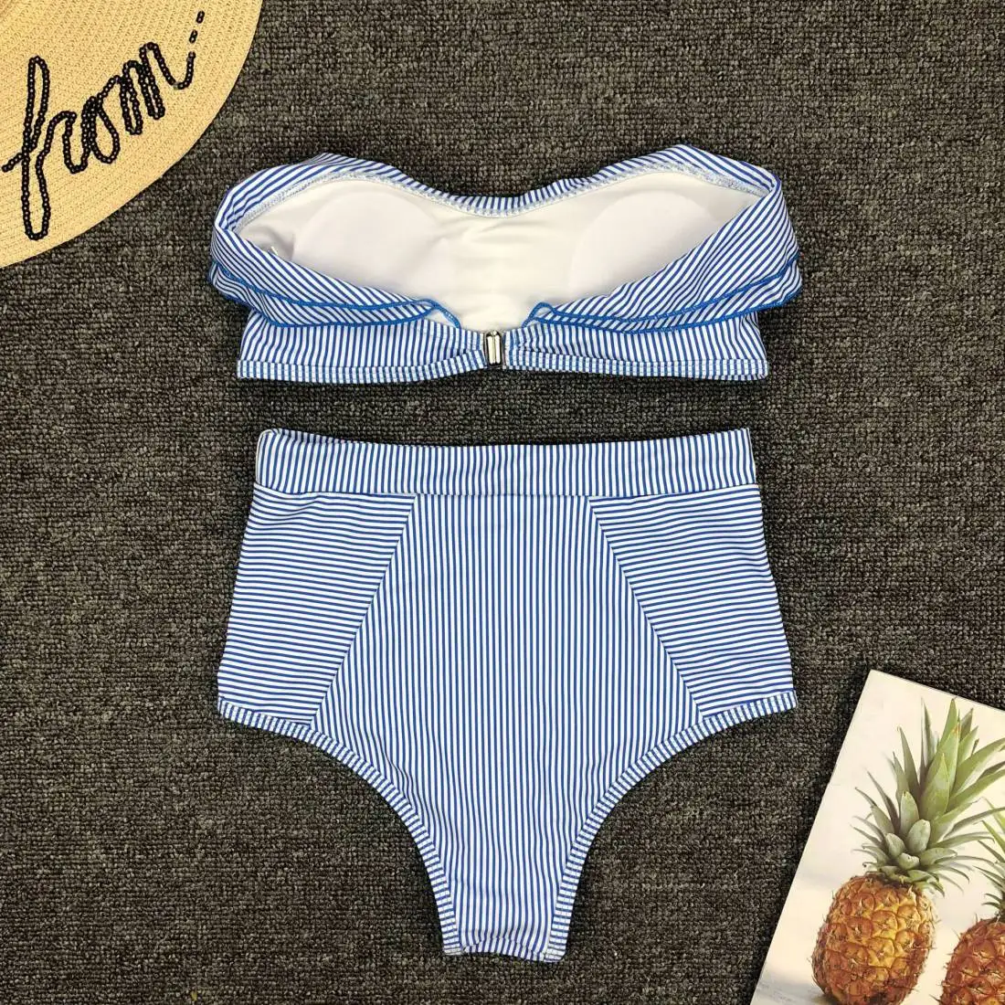 Sexy Retro Blue White Striped Bandeau High Waist Bikini 2021 Lady Swimwear Women Swimsuit Female Ruffle Ruched Swim Bathing Suit
Sexy Retro Blue White Striped Bandeau High Waist Bikini 2021 Lady Swimwear Women Swimsuit Female Ruffle Ruched Swim Bathing Suit