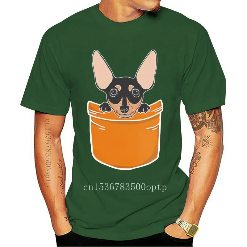 

New Men T Shirt Pocket Miniature Pinscher Puppy! Cute Do Women T-Shirt