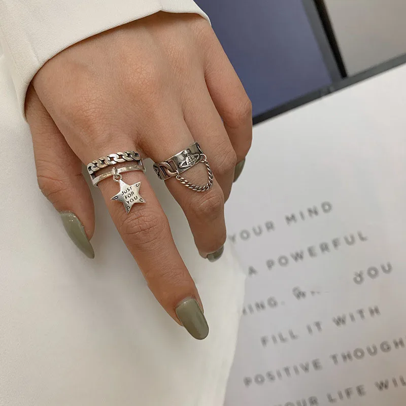 XIYANIKE INS Trendy 925 Sterling Silver Creative Pentagram Chain Tassel Opening Rings Thai Silver Elegant Jewelry Gift for Women
XIYANIKE INS Trendy 925 Sterling Silver Creative Pentagram Chain Tassel Opening Rings Thai Silver Elegant Jewelry Gift for Women