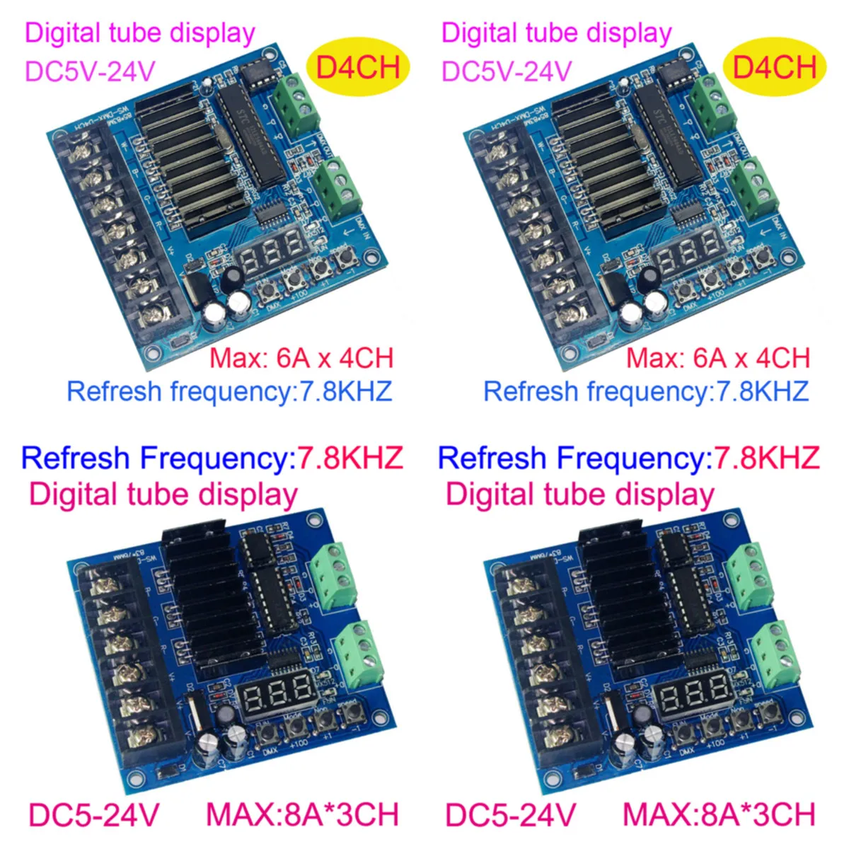 WS-DMX-D3CH/D4CH DC5-24V 12V LED RGB Controller 3CH 4CH DMX512 Decoder Dimmer Drive for LED Strip lights lamp
WS-DMX-D3CH/D4CH DC5-24V 12V LED RGB Controller 3CH 4CH DMX512 Decoder Dimmer Drive for LED Strip lights lamp