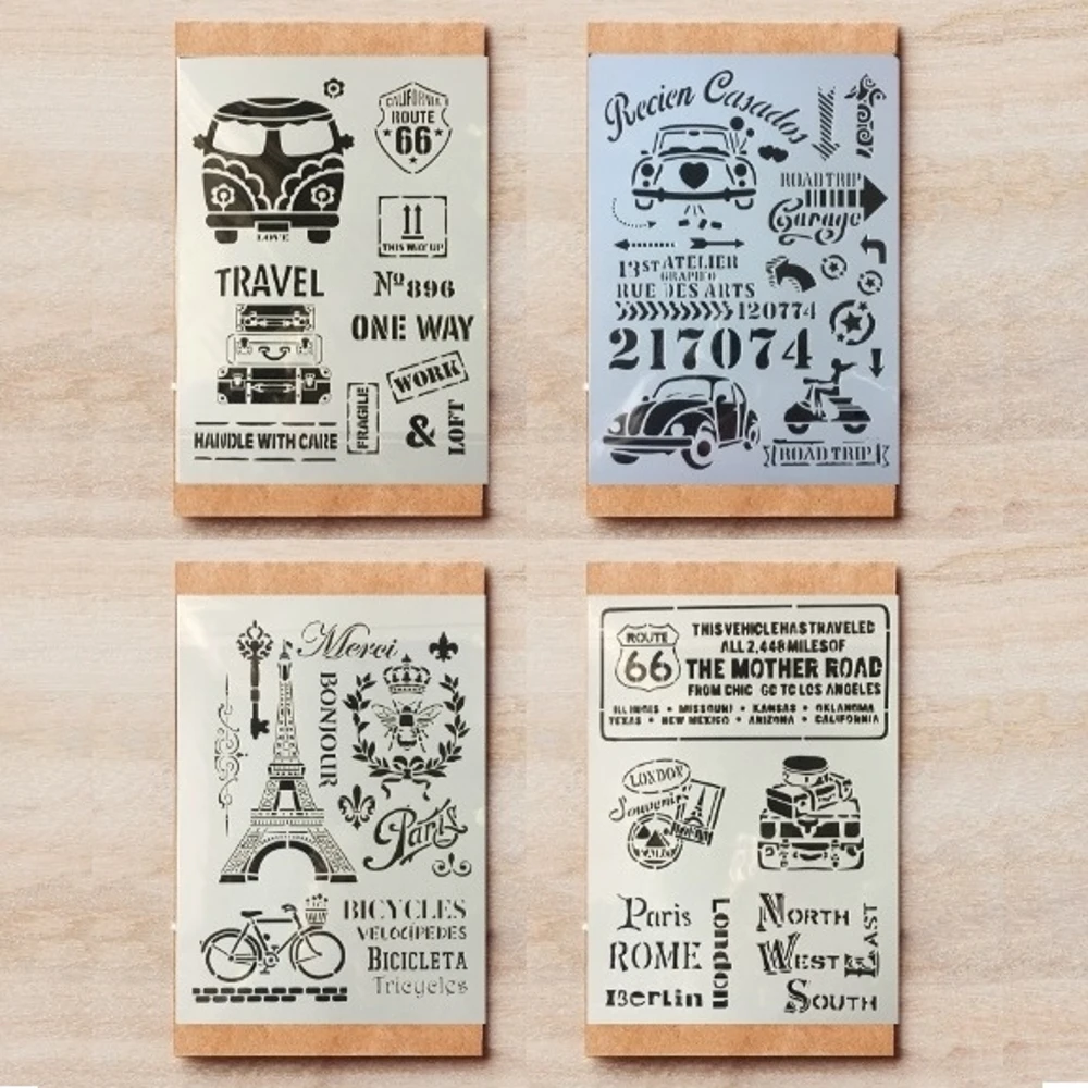 4Pcs/Lot A4 Bus Car Bicycle 66 DIY Layering Stencils Painting Scrapbook Coloring Embossing Album Decorative Template 29*21cm
4Pcs/Lot A4 Bus Car Bicycle 66 DIY Layering Stencils Painting Scrapbook Coloring Embossing Album Decorative Template 29*21cm