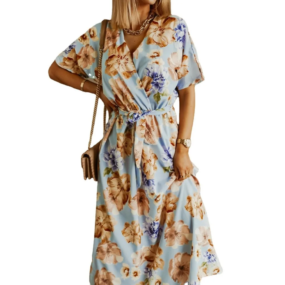 Fashion Elegant Bohemian Floral Dress Summer Short-sleeved V-neck Boho Print Long Dress Beach Holiday Casual Robe Vestidos
Fashion Elegant Bohemian Floral Dress Summer Short-sleeved V-neck Boho Print Long Dress Beach Holiday Casual Robe Vestidos