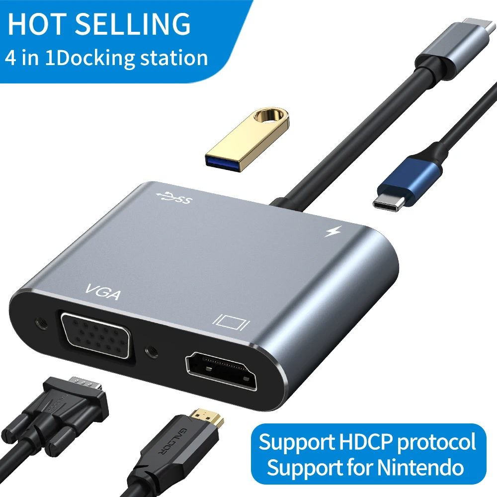 Type-C to 4K HDMI-compatible VGA USB C 3.1 Hub Adapter for MacBook Nintendo Samsung S20 Dex Huawei P30 Dock Xiaomi 10 TV USB HUB
Type-C to 4K HDMI-compatible VGA USB C 3.1 Hub Adapter for MacBook Nintendo Samsung S20 Dex Huawei P30 Dock Xiaomi 10 TV USB HUB