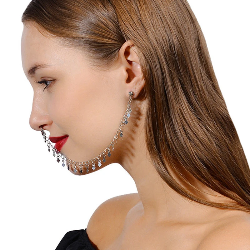 Fashion European And American Personality Punk Sexy Alloy Women Earrings Geometric Tassel Chain Earrings Nose Clip
Fashion European And American Personality Punk Sexy Alloy Women Earrings Geometric Tassel Chain Earrings Nose Clip