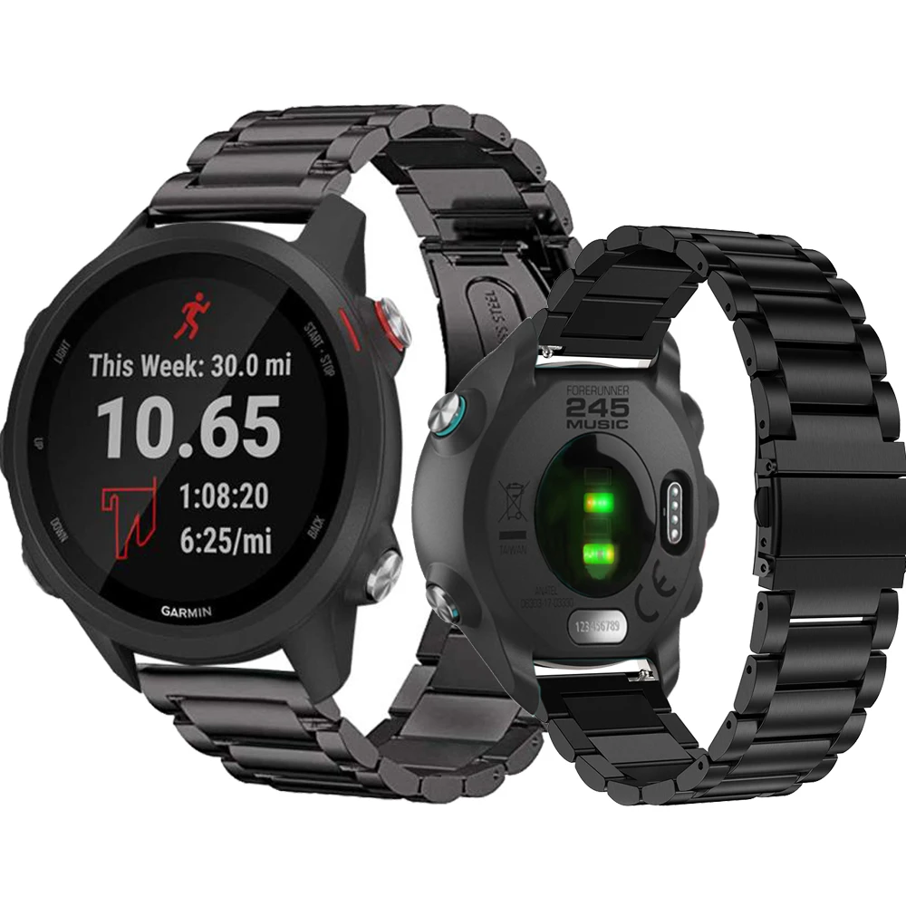 20 мм спортивный ремешок из нержавеющей стали для Garmin Forerunner 245 245M 645 Vivoactive3
