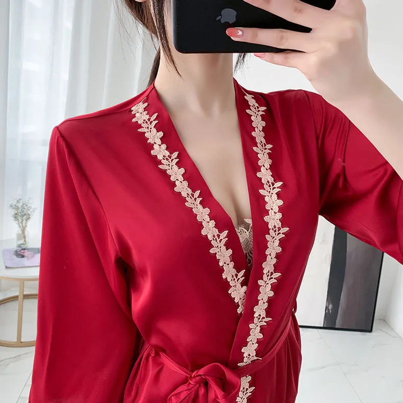 Black 5PCS Sleep Set Women Lace Trim Sleepwear Pajamas Suit Loose V-Neck Pyjamas Spring Summer New Kimono Robe Gown Nightwear
Black 5PCS Sleep Set Women Lace Trim Sleepwear Pajamas Suit Loose V-Neck Pyjamas Spring Summer New Kimono Robe Gown Nightwear