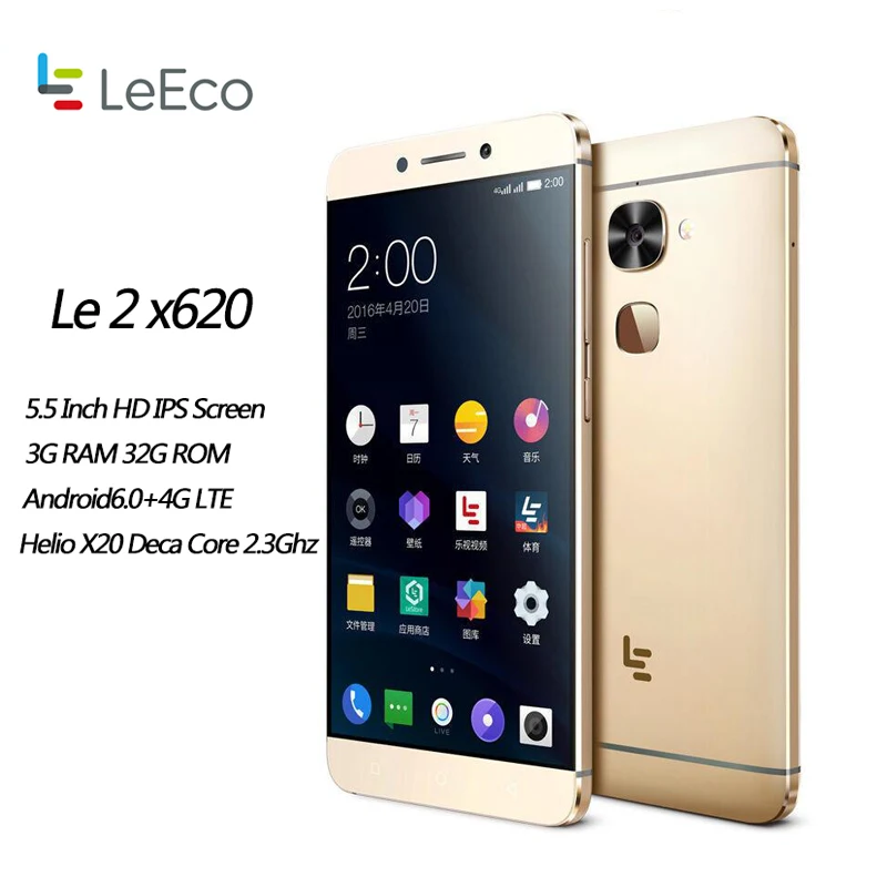 

Смартфон Letv LeEco Le 2 X620 95, 3/4 ГБ ОЗУ, 32 Гб ПЗУ, 10-ядерный Процессор MTK Helio X20, экран 5,5 дюйма 1920x1080, камера 16 МП, сканер отпечатка пальца