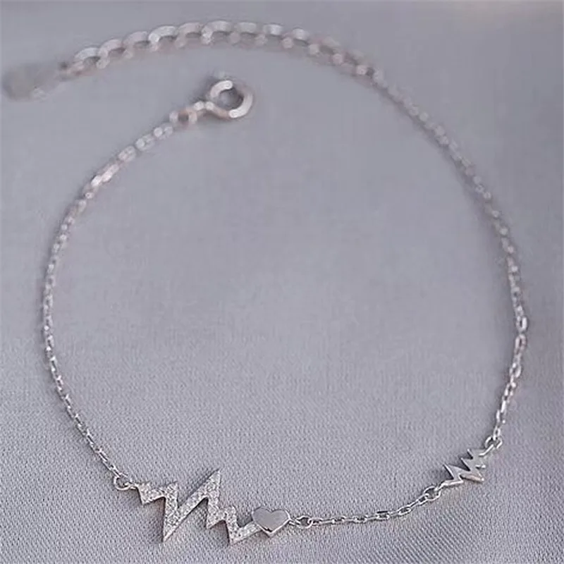 925 Sterling Silver Women Stylish Rate Lightning Zircon Bracelets Girls Lovers Valentine's Day Gift Heart Charm Bracelet Bangles
925 Sterling Silver Women Stylish Rate Lightning Zircon Bracelets Girls Lovers Valentine's Day Gift Heart Charm Bracelet Bangles