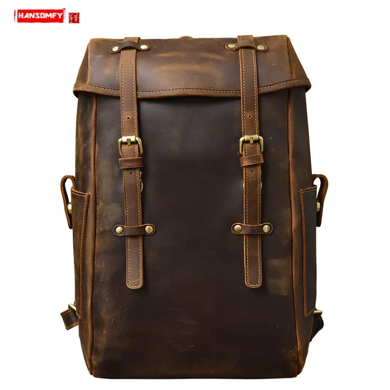 14" Backpack Laptop Bag Classic British Schoolbag Travel Backpacks Large Capacity Cowhide Leather Retro Crazy Horse Leather Men
14" Backpack Laptop Bag Classic British Schoolbag Travel Backpacks Large Capacity Cowhide Leather Retro Crazy Horse Leather Men