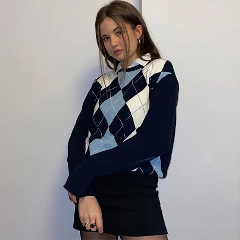 2020 New fashion autumn Women sweater pullover diamond-shaped lattice women pullover sweater cute British style sweater top
2020 New fashion autumn Women sweater pullover diamond-shaped lattice women pullover sweater cute British style sweater top