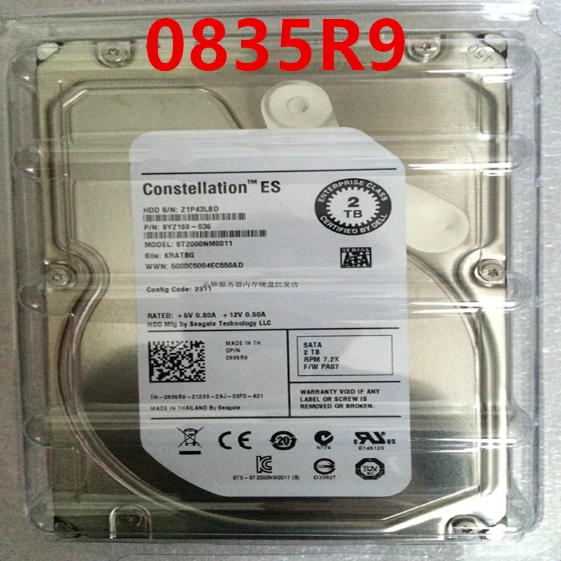 

Original New HDD For Dell 2TB 3.5" SATA 6 Gb/S 64MB 7200RPM For Internal HDD For Enterprise Class HDD For 0835R9 ST2000NM0011