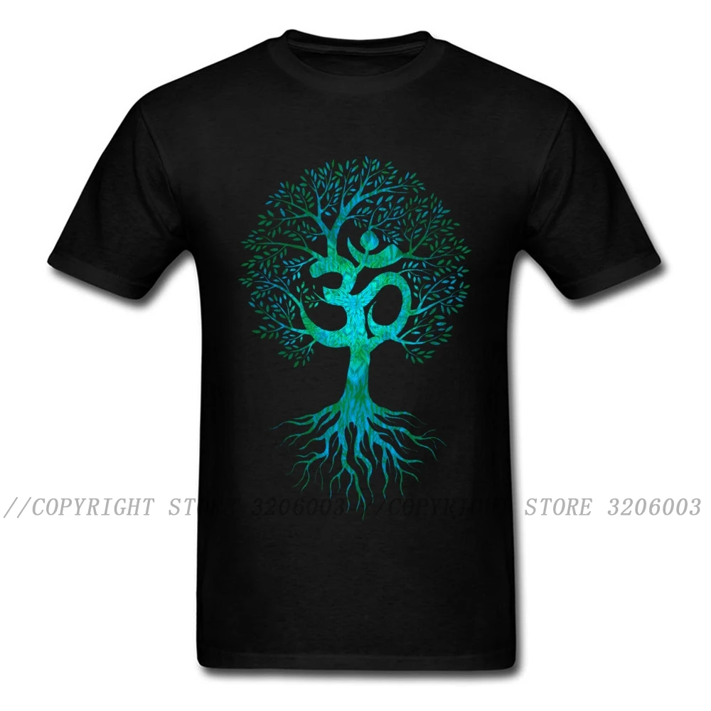 Мужская футболка Om Tree Of Life черная европейские топы футболки из хлопчатобумажной